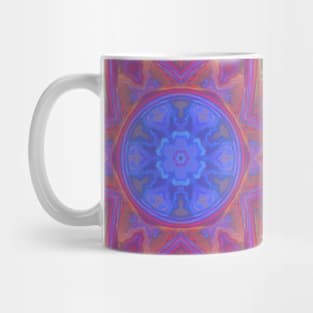 Mosaic Kaleidoscope Flower Blue Pink and Orange Mug